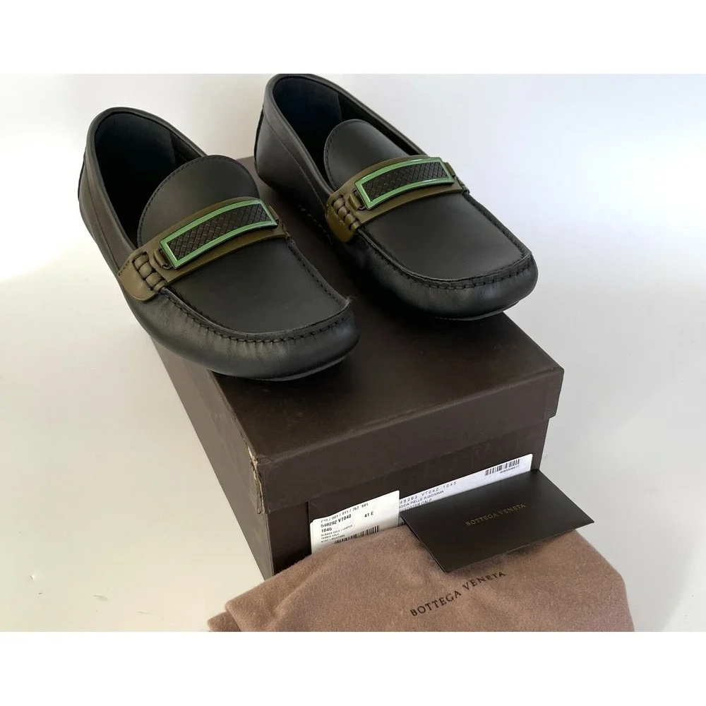 Bottega Veneta Men's Tennis Leather Black Driver Shoe, 548292, sz 39 - Picture 3 of 12